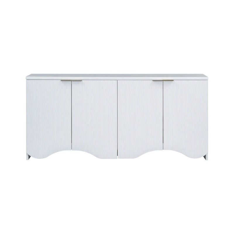 Armoire à quatre portes à rayures verticales et design ondulé