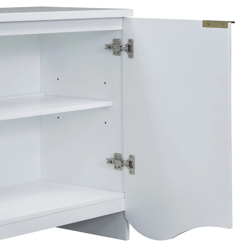 Armoire à quatre portes à rayures verticales et design ondulé