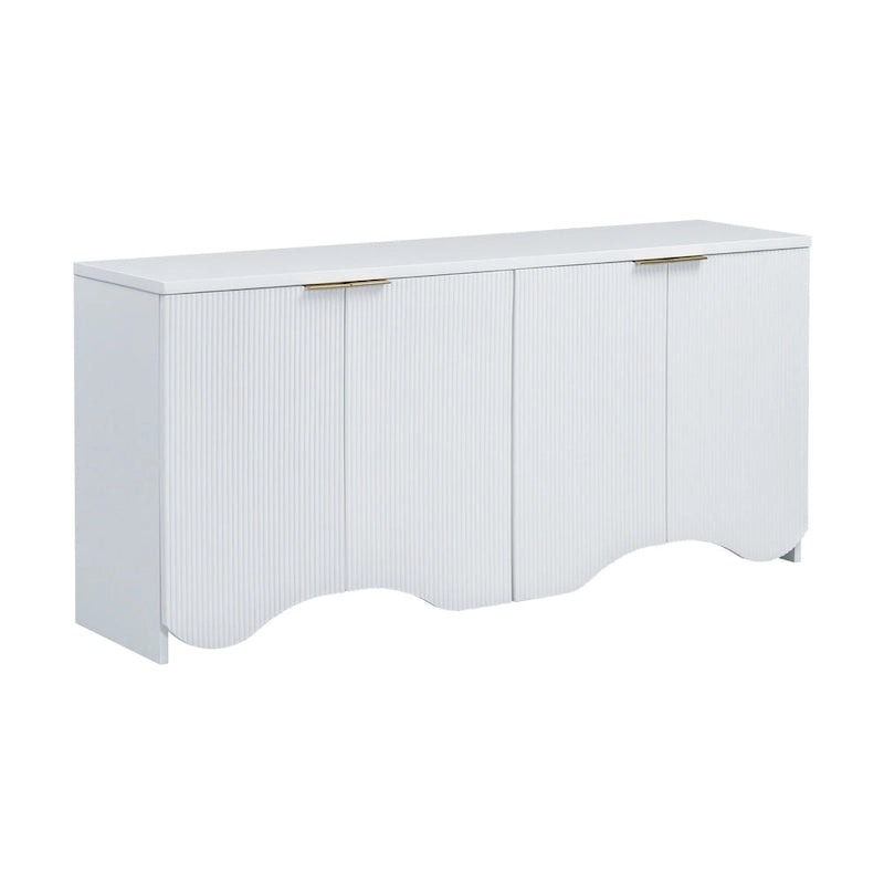 Armoire à quatre portes à rayures verticales et design ondulé