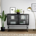 Double Tampered Glass Door Storage Cabinet with Adjustable Shelf