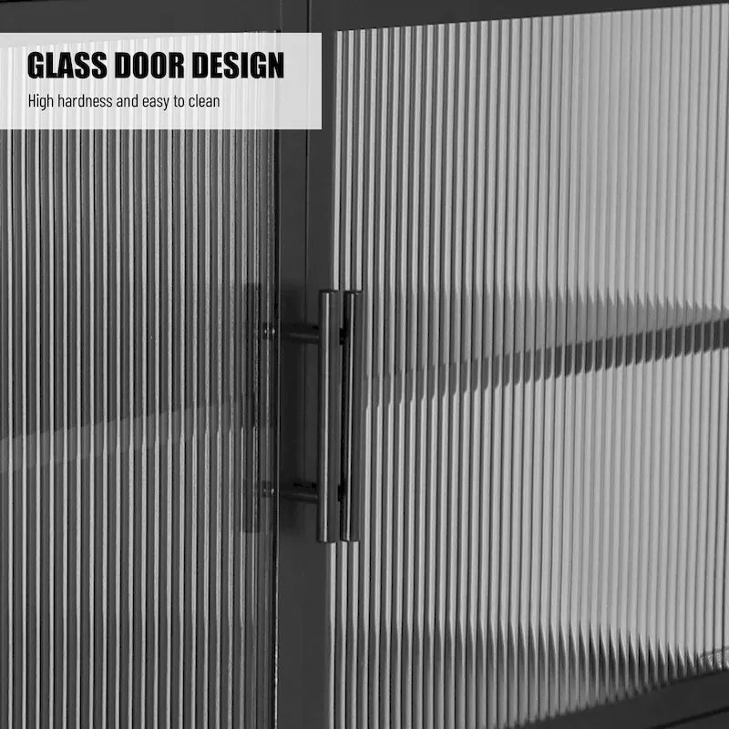 Meuble de rangement à deux portes en verre trempé avec étagère réglable