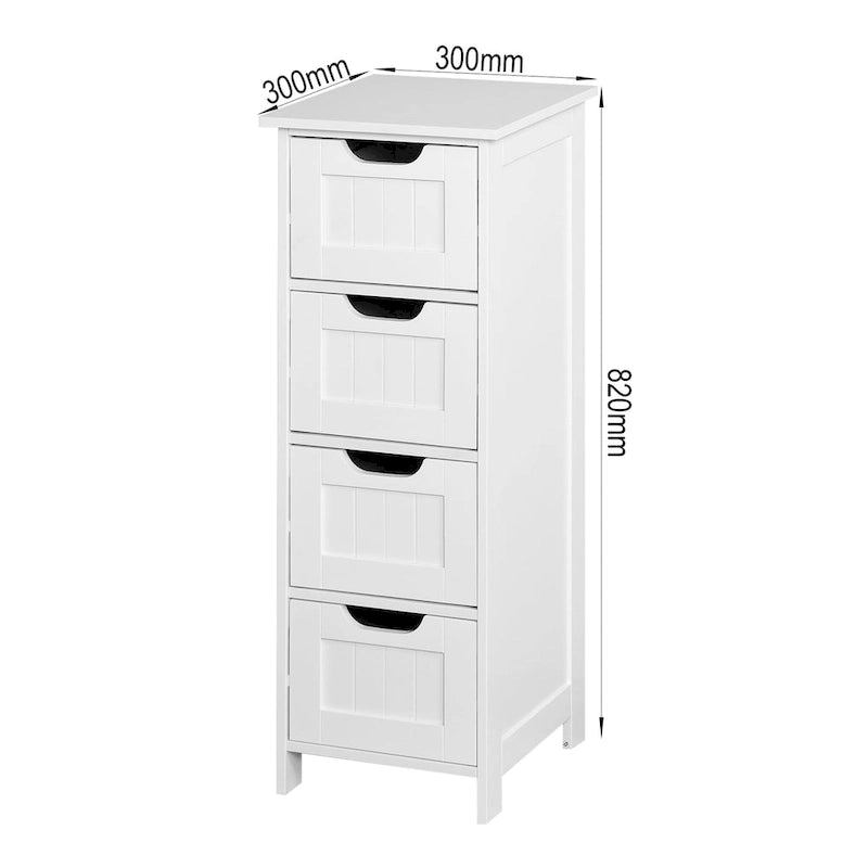 Meuble de rangement de salle de bain blanc avec 4 tiroirs