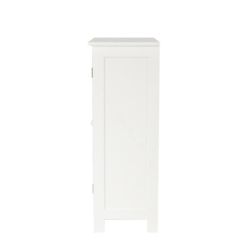 Meuble de Rangement de Salle de Bain 4 Tiroirs 1 Porte en Bois Blanc