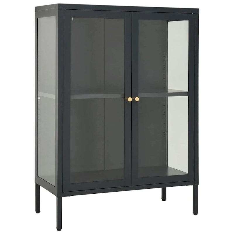 Bahut anthracite 75x35x105 cm Acier et verre