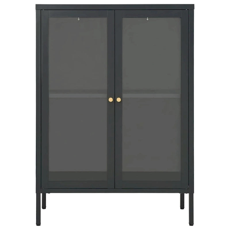 Bahut anthracite 75x35x105 cm Acier et verre
