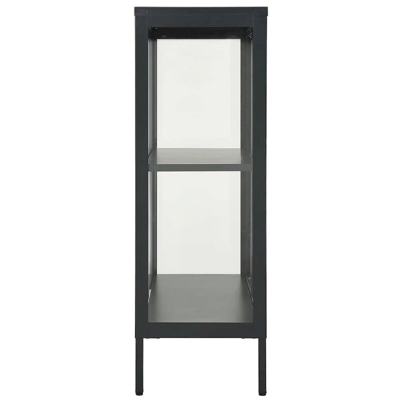 Bahut anthracite 75x35x105 cm Acier et verre