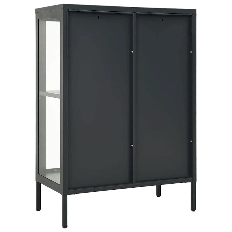Bahut anthracite 75x35x105 cm Acier et verre