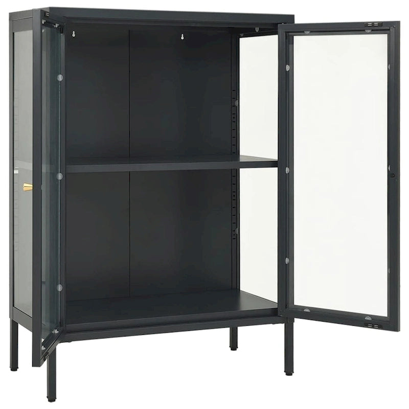 Bahut anthracite 75x35x105 cm Acier et verre