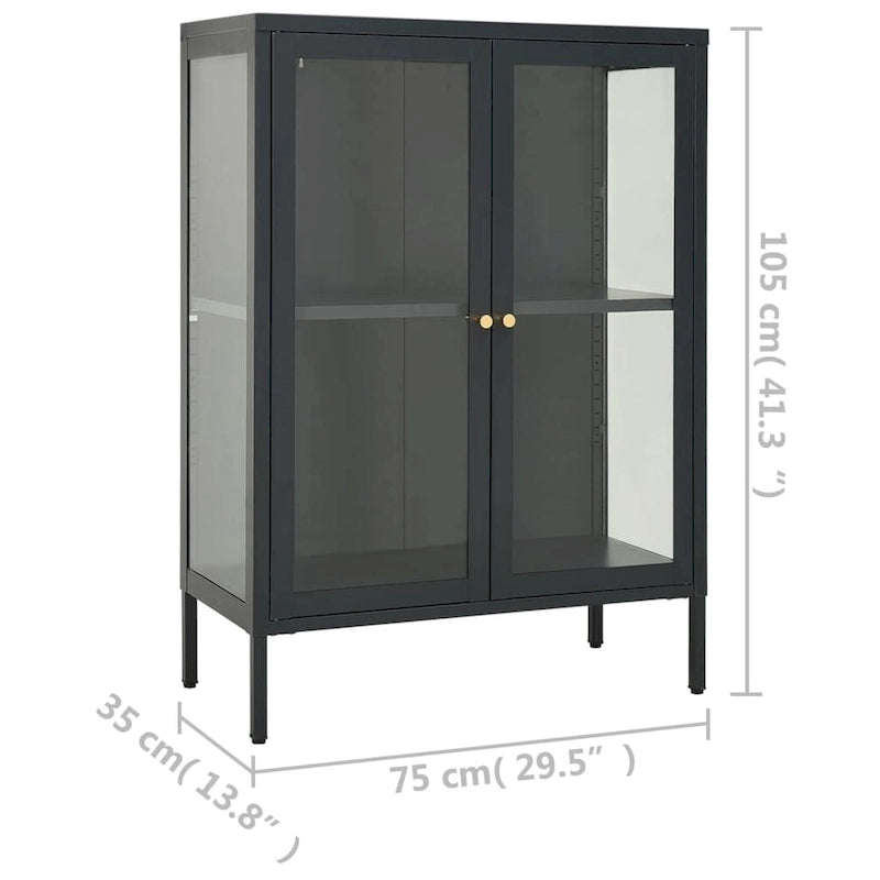 Bahut anthracite 75x35x105 cm Acier et verre