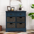 Meuble de rangement rustique avec 2 tiroirs et 4 paniers en rotin - 71,1 cm (L) x 30 cm (l) x 71,1 cm (H)