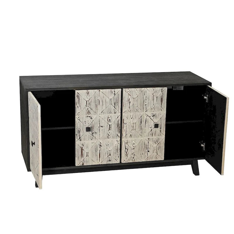 Armoire de rangement autonome vintage à 4 portes, 152 cm