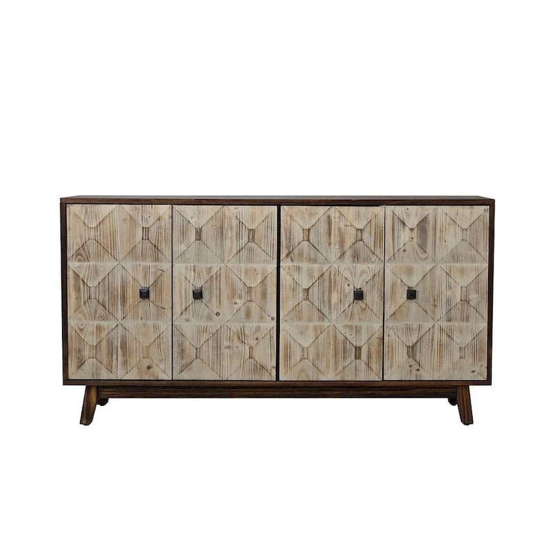 Armoire de rangement autonome vintage à 4 portes, 152 cm