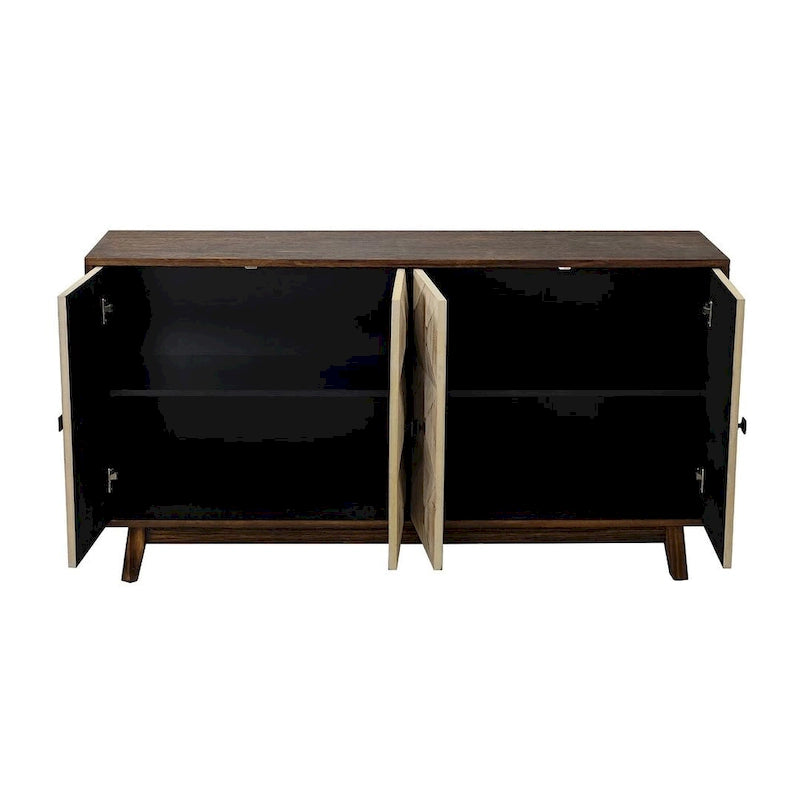 Armoire de rangement autonome vintage à 4 portes, 152 cm