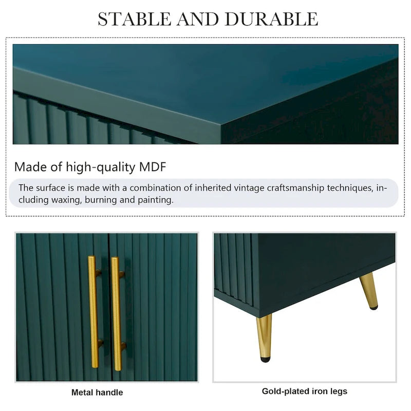 Buffet de rangement à 4 portes avec motif à lignes verticales