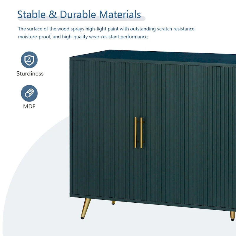 Buffet de rangement à 4 portes avec motif à lignes verticales