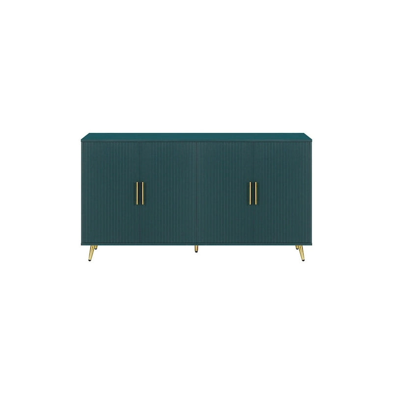 Buffet de rangement à 4 portes avec motif à lignes verticales