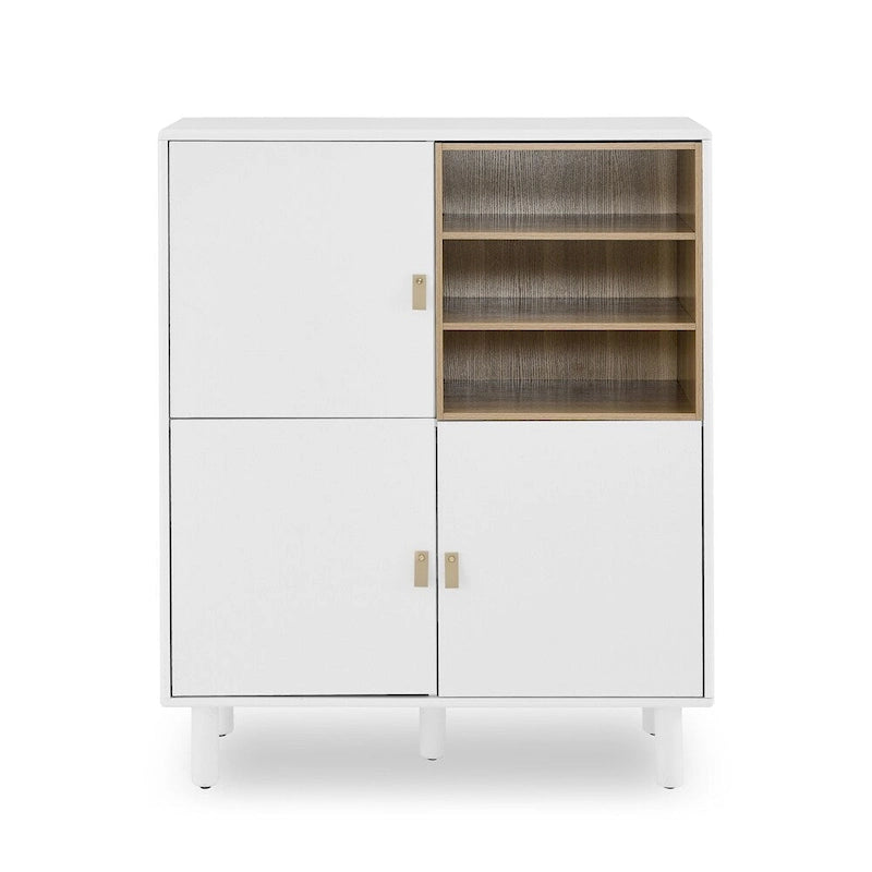 Bahut moderne en bois avec pieds ronds et étagère
