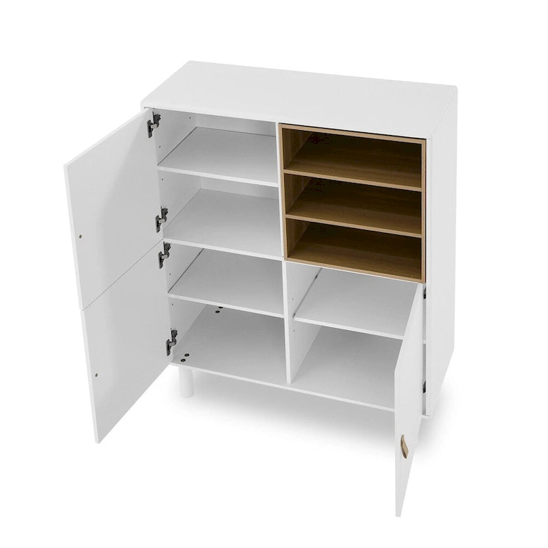 Bahut moderne en bois avec pieds ronds et étagère