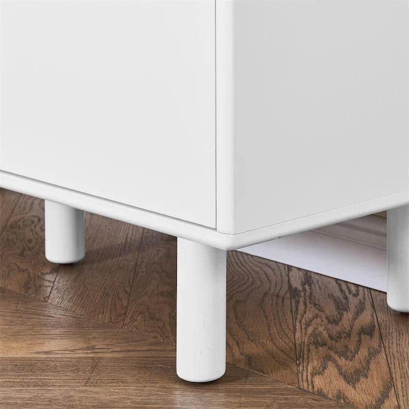 Bahut moderne en bois avec pieds ronds et étagère