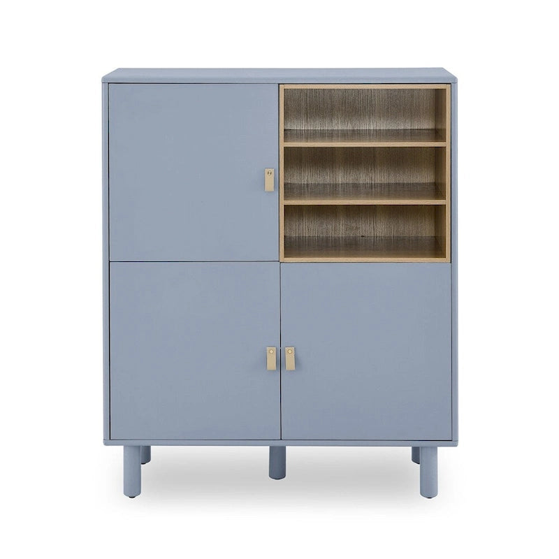 Bahut moderne en bois avec pieds ronds et étagère
