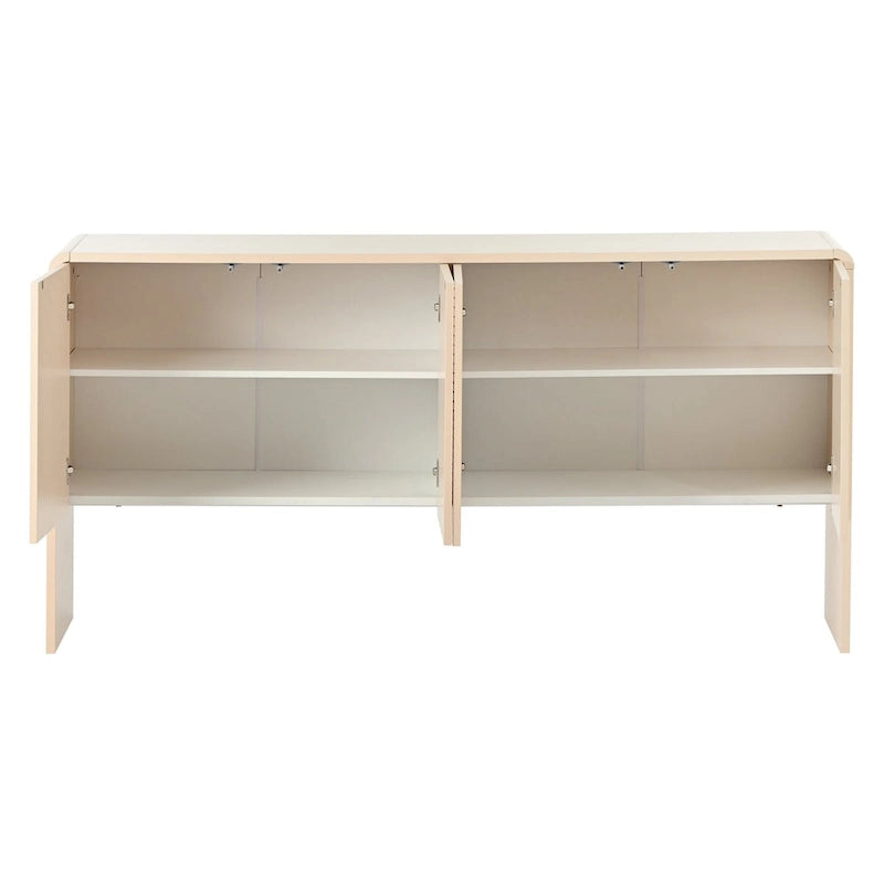 Buffet 4 portes 60 L avec étagères réglables et dispositif anti-rebond