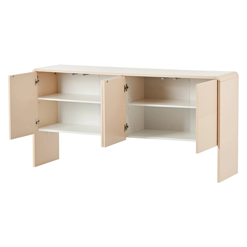 Buffet 4 portes 60 L avec étagères réglables et dispositif anti-rebond
