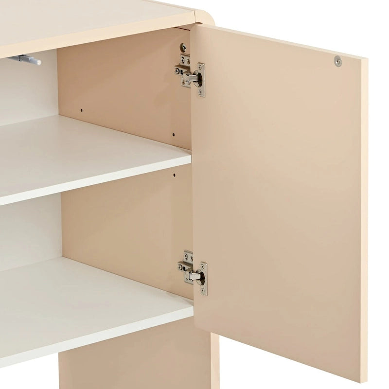 Buffet 4 portes 60 L avec étagères réglables et dispositif anti-rebond