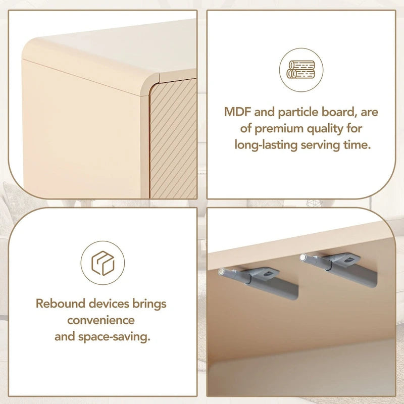 Buffet 4 portes 60 L avec étagères réglables et dispositif anti-rebond