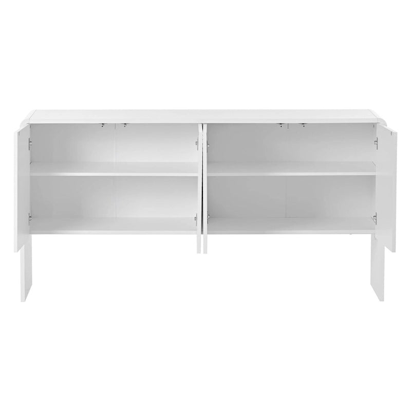 Buffet 4 portes 60 L avec étagères réglables et dispositif anti-rebond