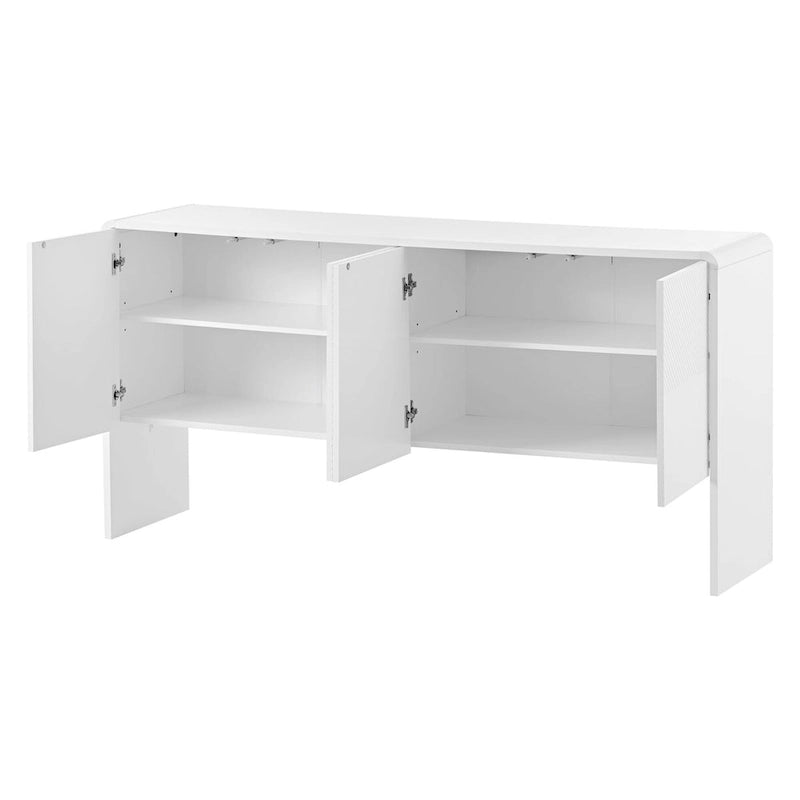 Buffet 4 portes 60 L avec étagères réglables et dispositif anti-rebond