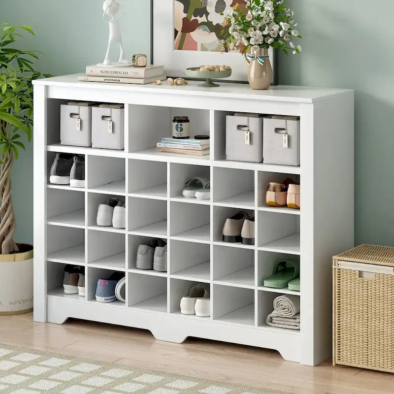 Sleek Design 24 Shoe Cubby Console