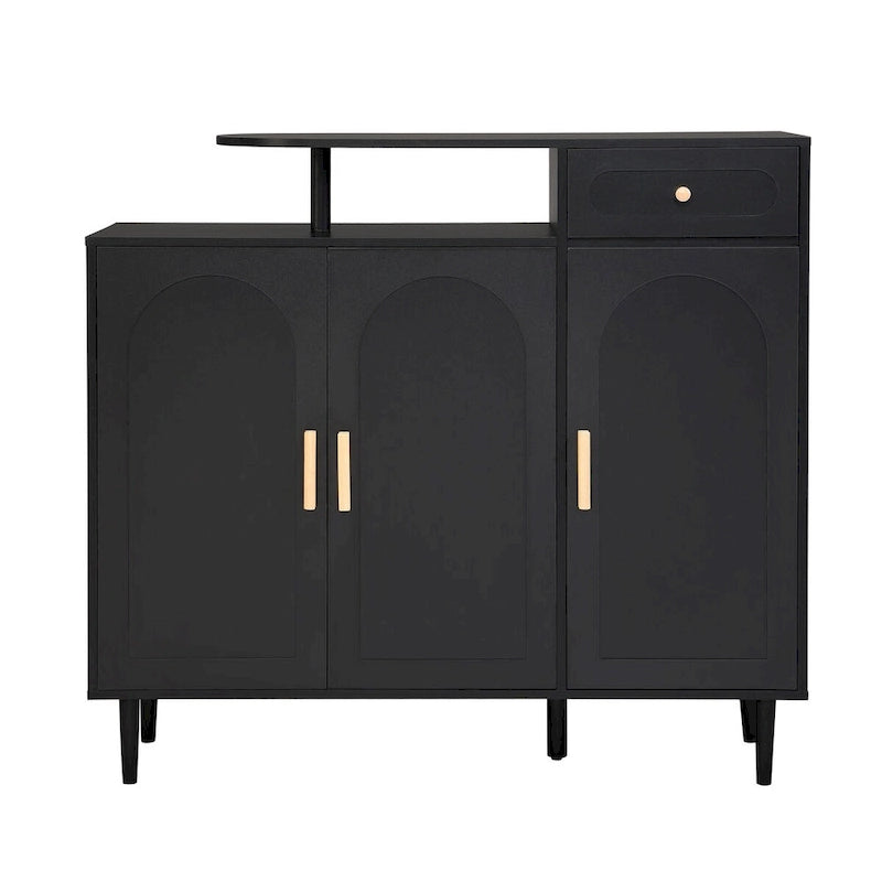 Meuble à chaussures avec portes arquées et tiroir – Étagères réglables et buffet de rangement