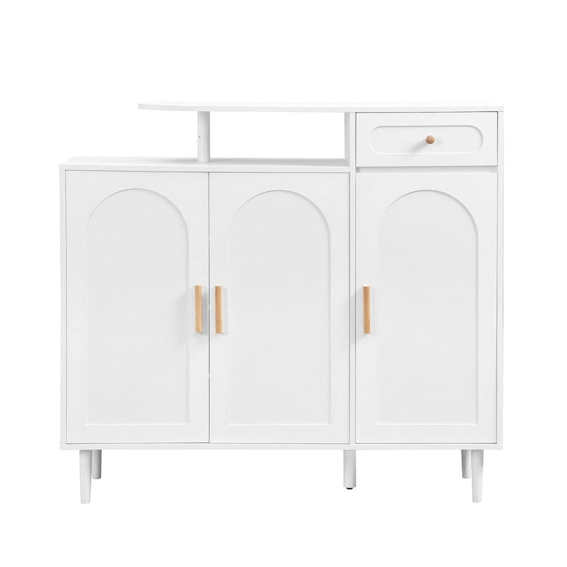 Meuble à chaussures avec portes arquées et tiroir – Étagères réglables et buffet de rangement