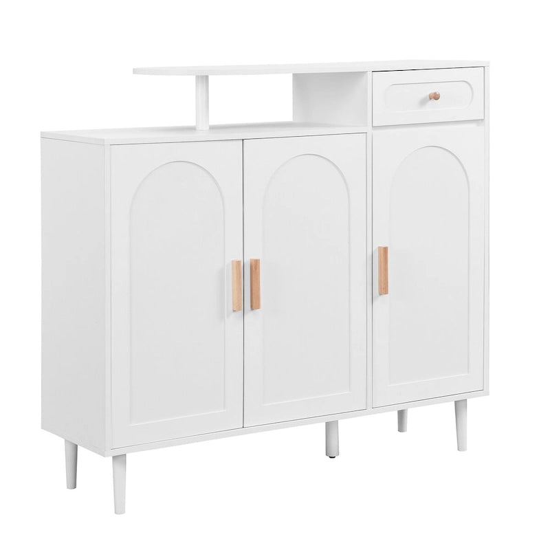 Meuble à chaussures avec portes arquées et tiroir – Étagères réglables et buffet de rangement