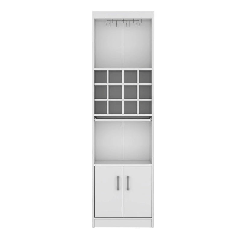 Meuble Bar 5 Niveaux de 180 cm avec Casier à Vin et Porte-Verres