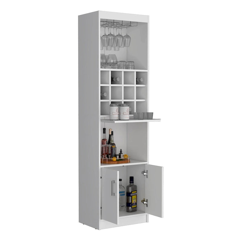 Meuble Bar 5 Niveaux de 180 cm avec Casier à Vin et Porte-Verres