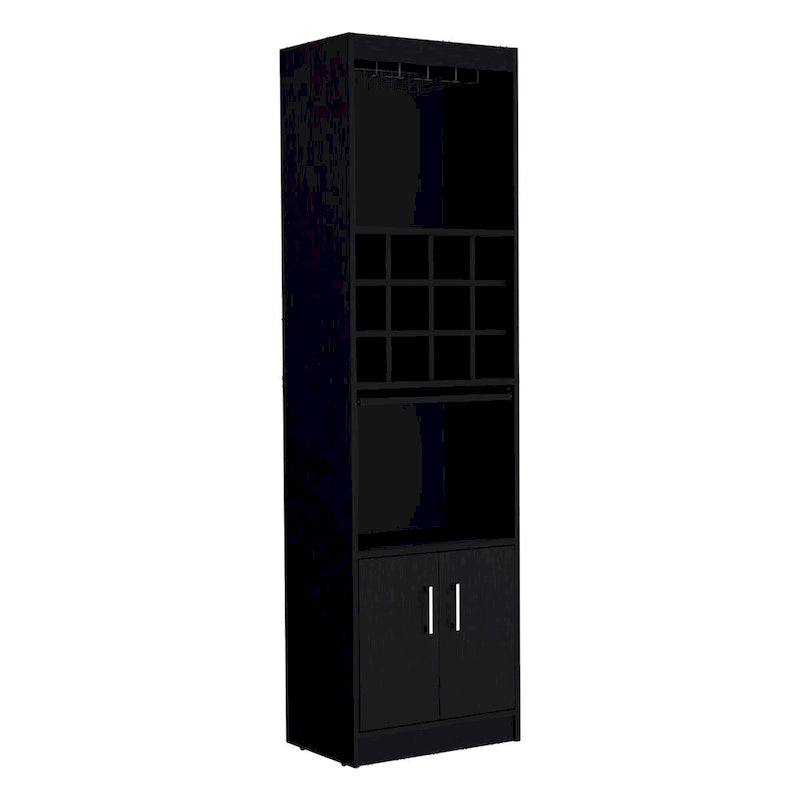 Meuble Bar 5 Niveaux de 180 cm avec Casier à Vin et Porte-Verres