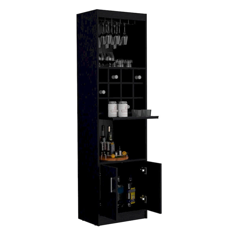 Meuble Bar 5 Niveaux de 180 cm avec Casier à Vin et Porte-Verres