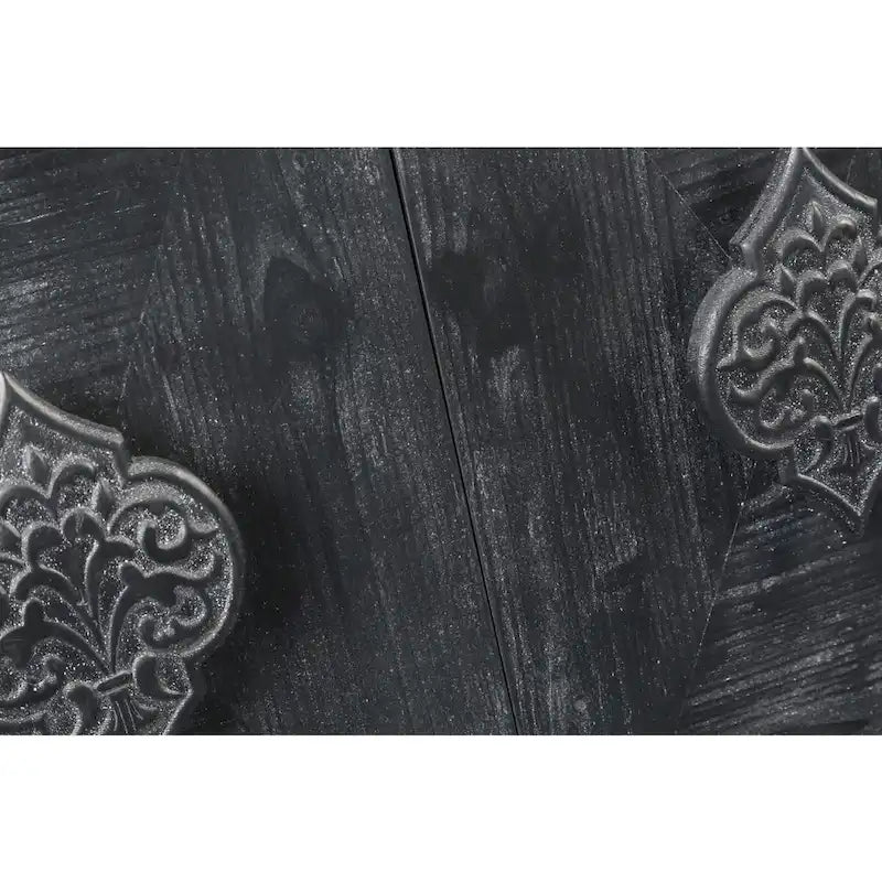 Poignée de porte fleur sculptée, armoire ancienne à quatre portes