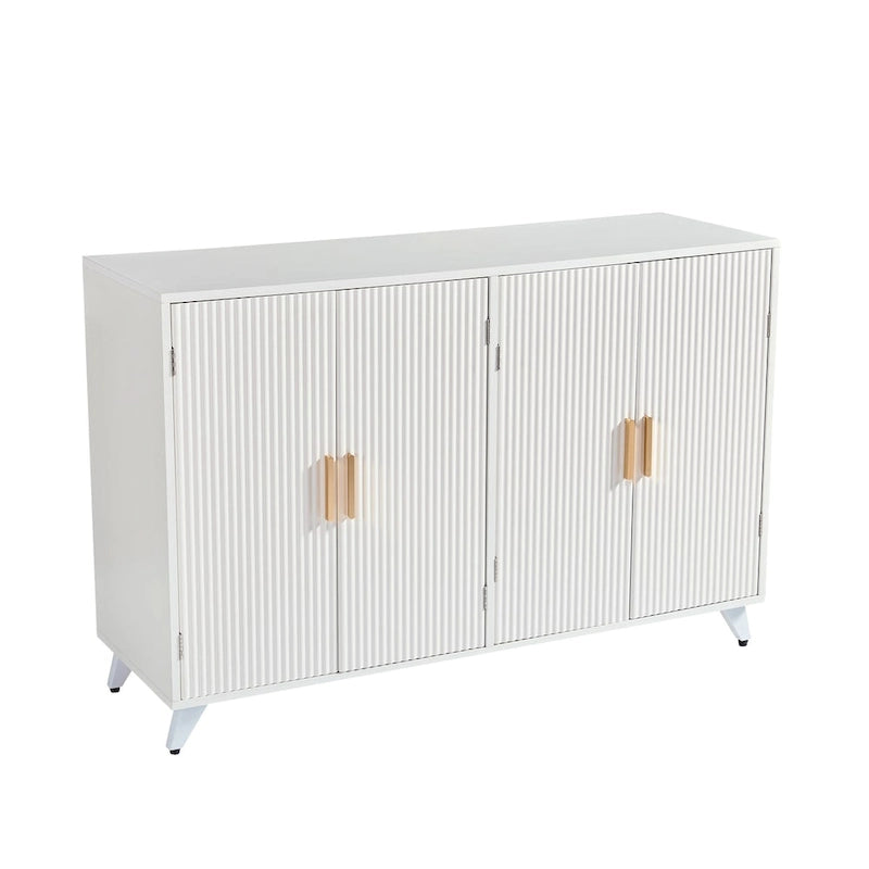 Buffet de Rangement avec 4 Portes, Salon & Salle à Manger, Blanc Ivoire