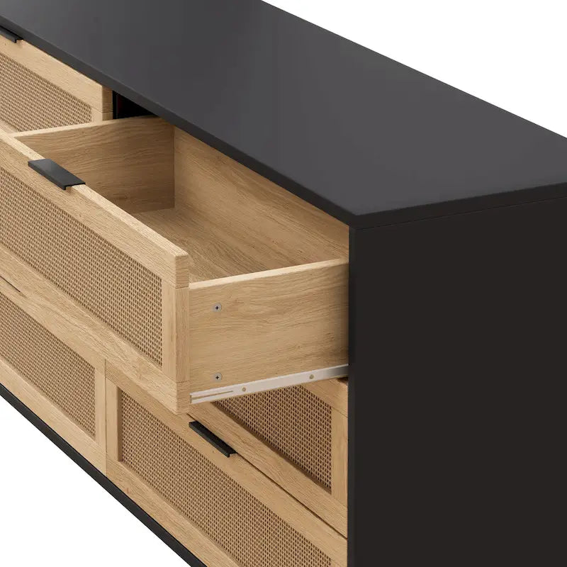 Meuble de rangement en rotin à 6 tiroirs