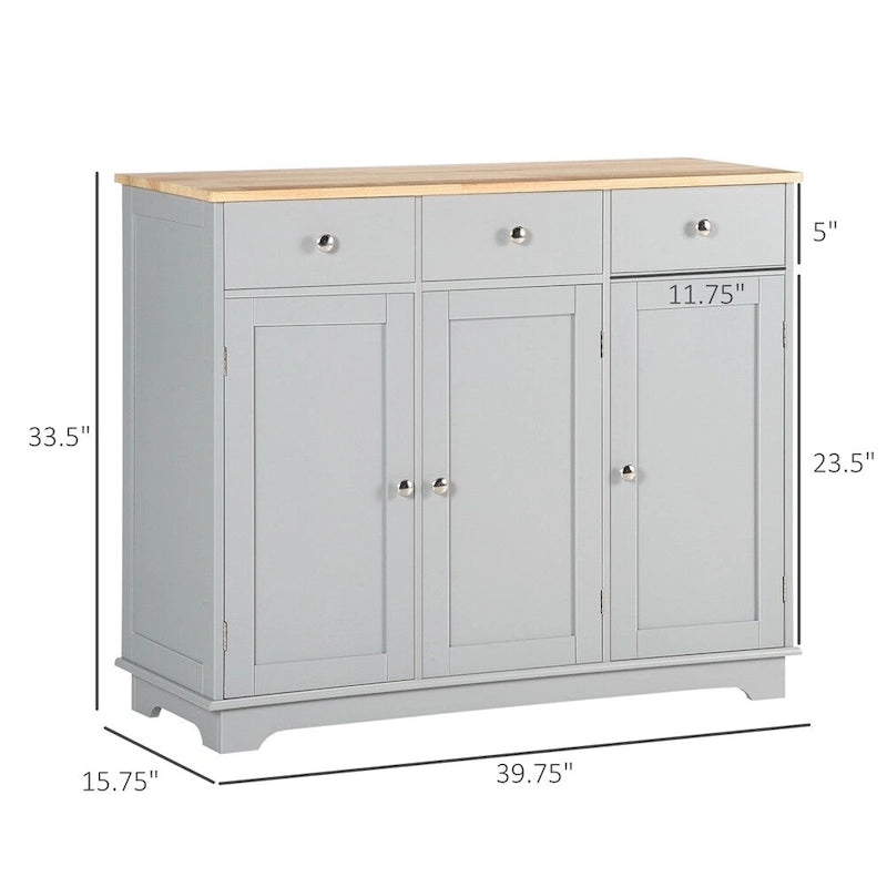 Meuble de buffet avec tiroirs et étagères réglables