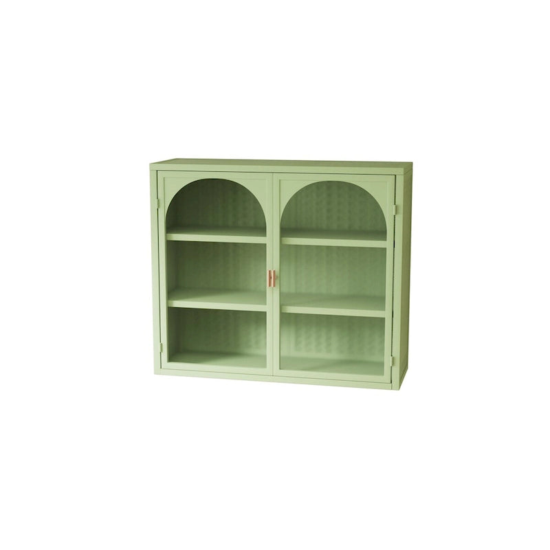 27.56" Two-Door Wall Cabinet with Glass Doors & Three-Tier Storage