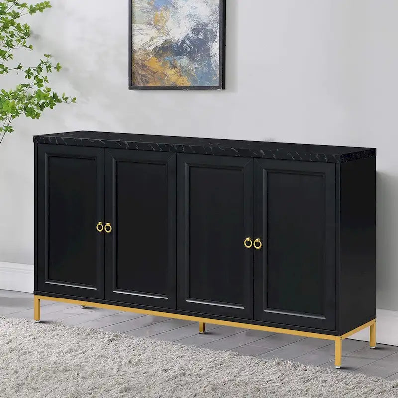 Bahut en bois avec plateau en faux marbre