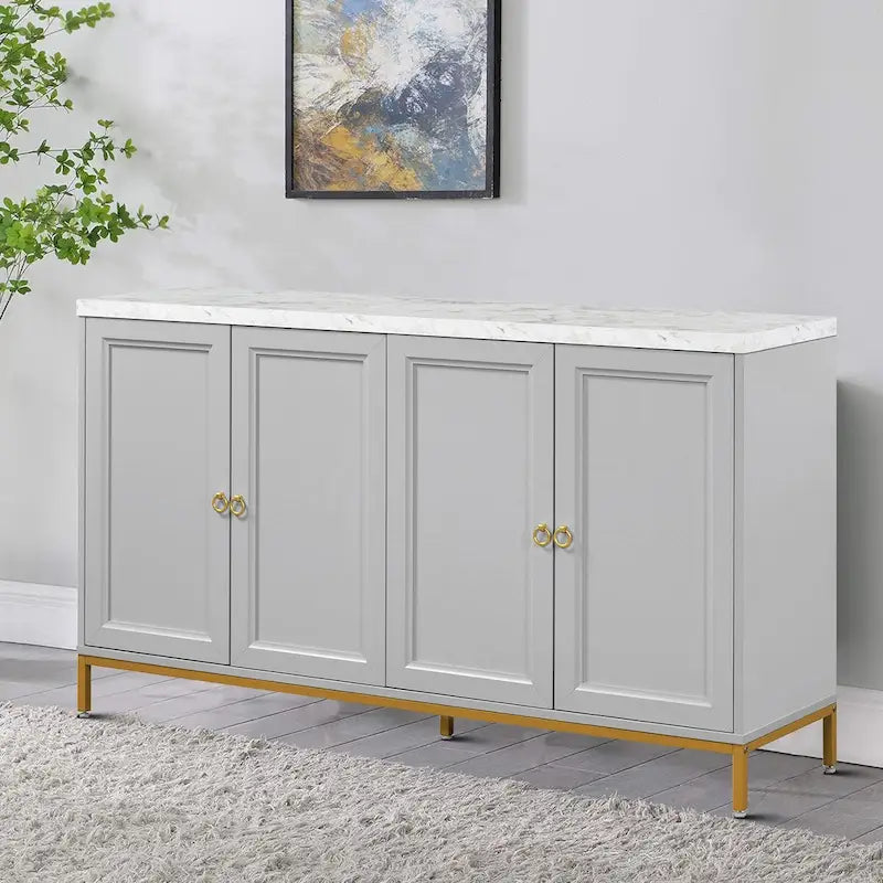 Bahut en bois avec plateau en faux marbre