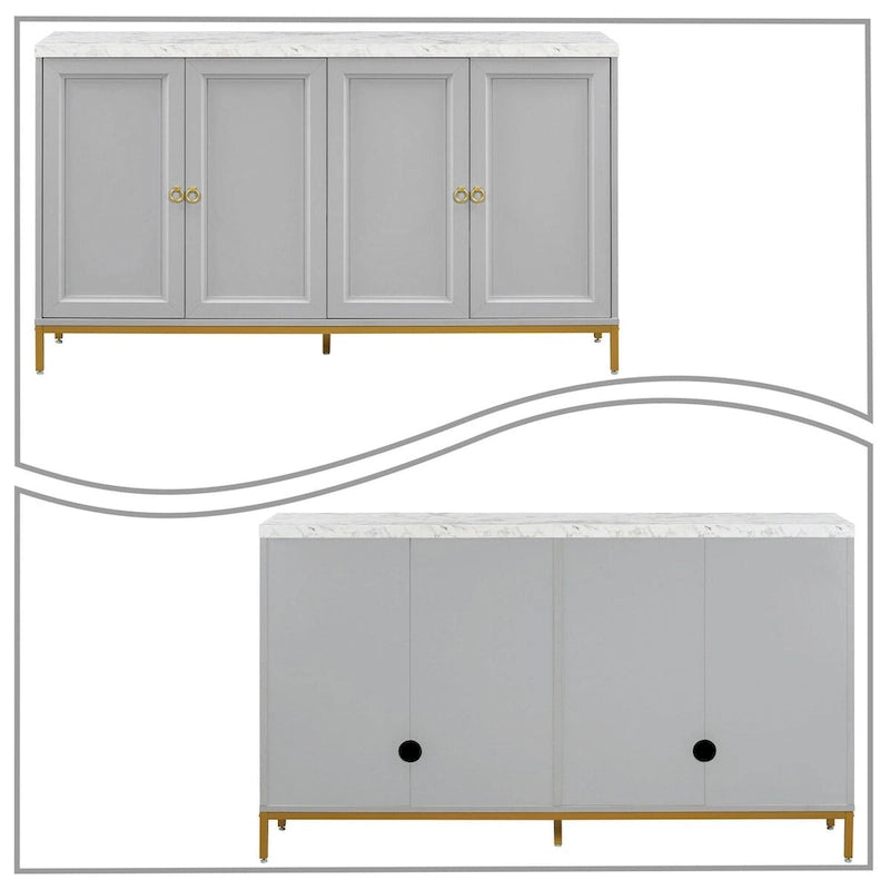 Bahut en bois avec plateau en faux marbre