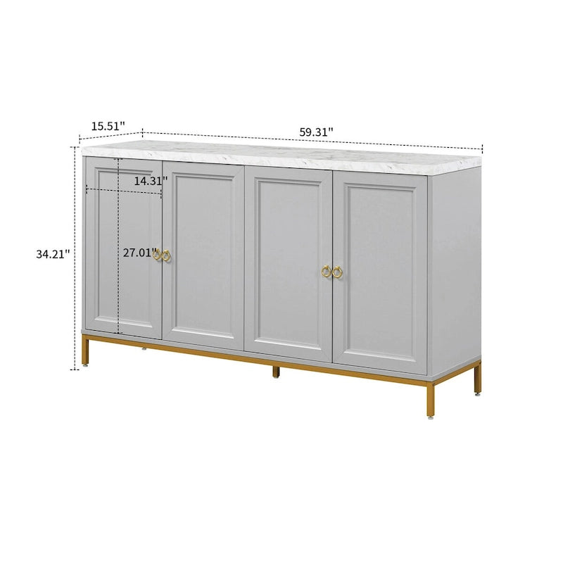 Bahut en bois avec plateau en faux marbre