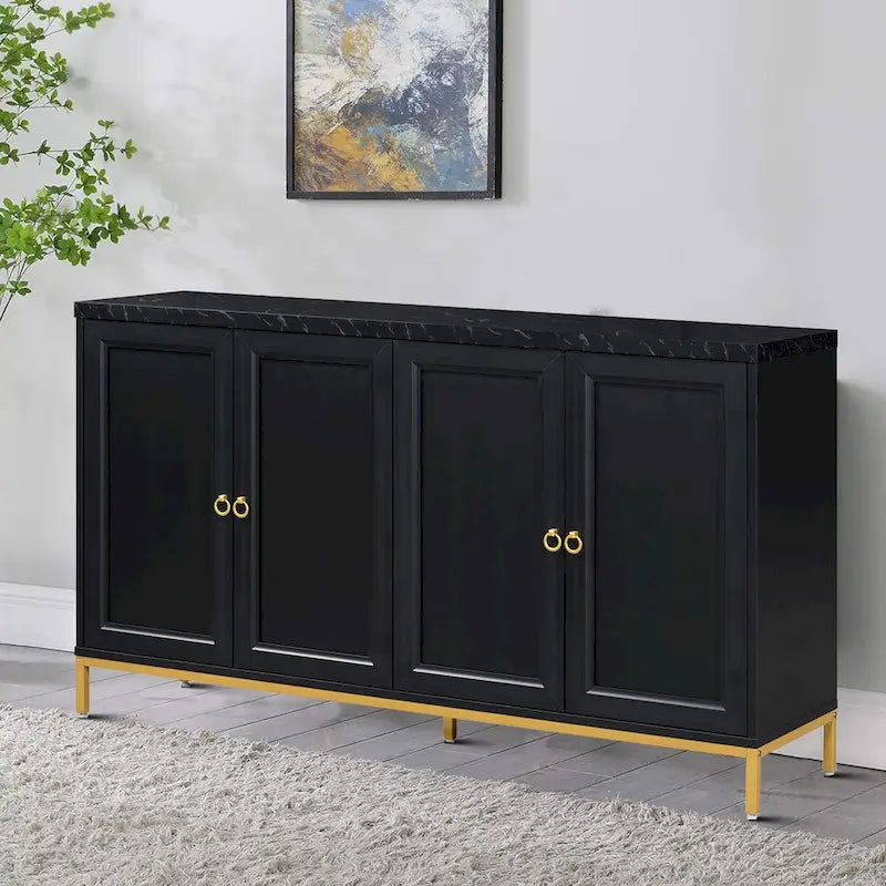 Bahut en bois avec plateau en faux marbre