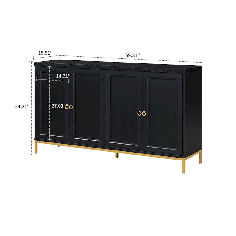Bahut en bois avec plateau en faux marbre