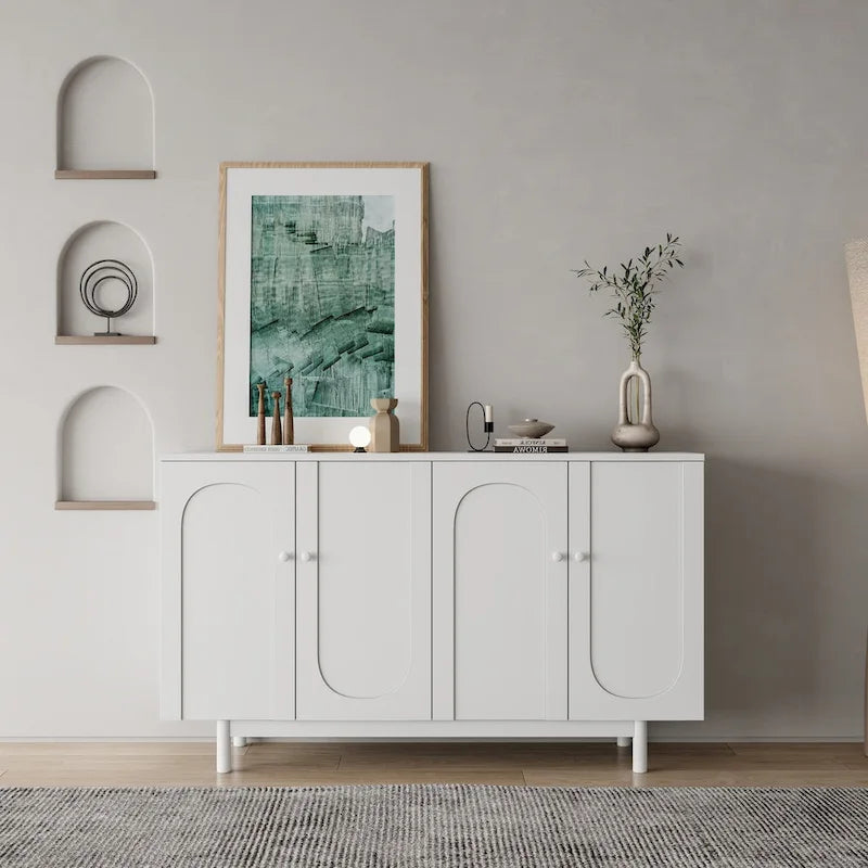 Meuble de rangement 4 portes Intaglio avec pieds en pin